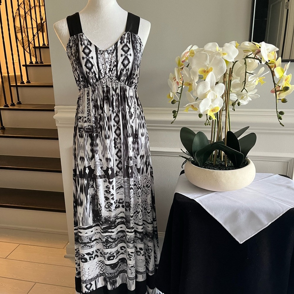 Style & Co. Monochrome Patterned Maxi Dress